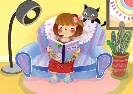 故事书籍组合儿童阅读插画