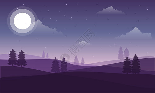 山草地夜空背景设计图片