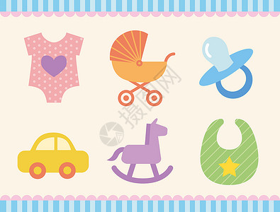 小孩玩车婴儿用品图标插画