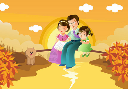 童话人物一家人插画设计图片