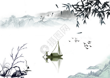 中国水墨山水画水墨背景图设计图片