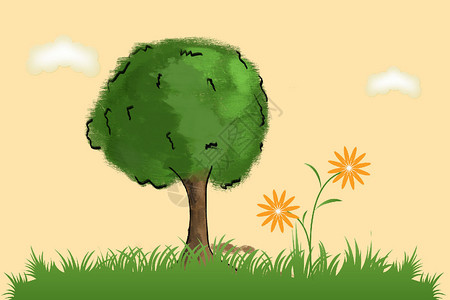手绘雏菊卡通知识树设计图片