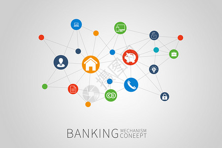 银行机构商务金融图标插画