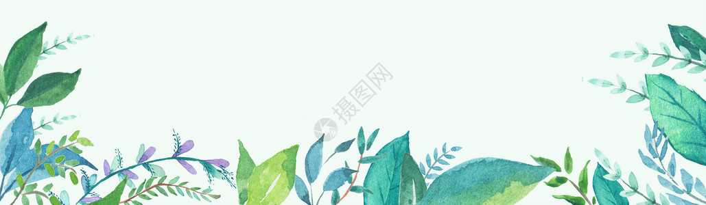 PS植物素材小清新绿叶背景素材插画