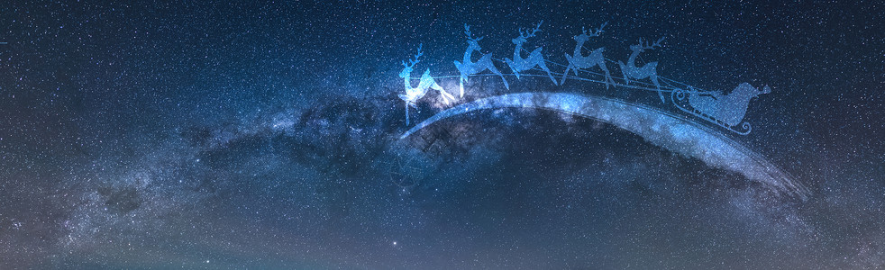 鹿唯美圣诞节星空背景设计图片