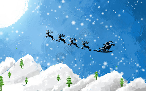 鹿雪橇圣诞节背景插画