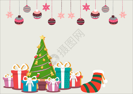 免费圣诞节手绘圣诞节元素背景素材源文件设计图片