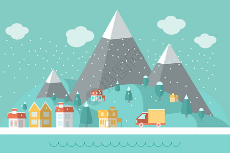 蒸汽波风格雪山圣诞设计图片