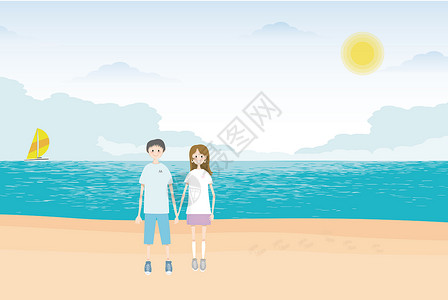 夏日海边度假插画高清图片