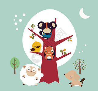 动物幼儿园卡通动物形象插画
