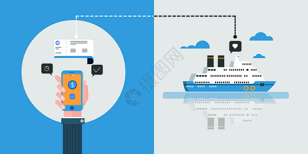 游轮装修便捷支付插画