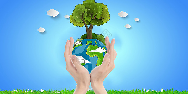 手绘风格胡杨树地球环保设计图片