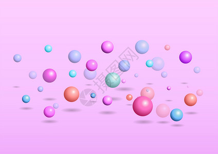 手绘粉色花元素律动小球设计图片