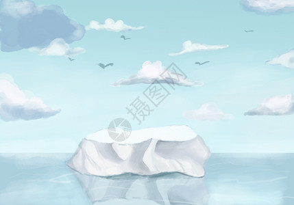 冰川ps素材漂在海面上的冰川插画
