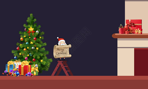 卡通圣诞老人圣诞背景设计图片