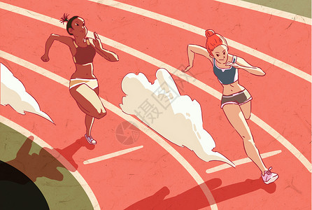 短跑比赛插画背景图片