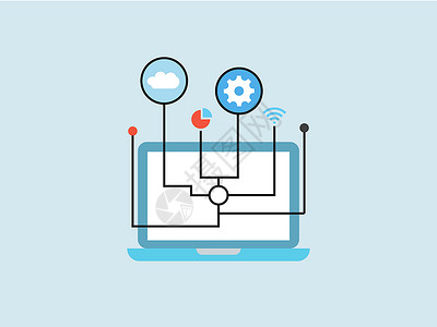 云计算技术电脑数据连接插画