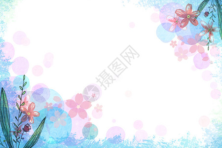 蓝色雏菊水彩画小清新背景设计图片