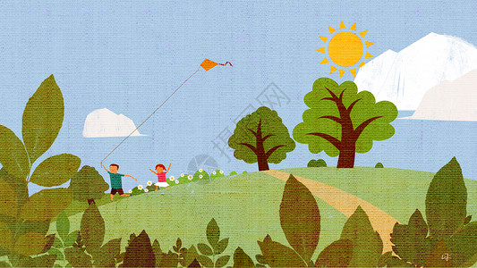 童年时端午童年时放风筝的时光插画