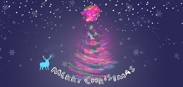 圣诞树上雪圣诞树背景设计图片