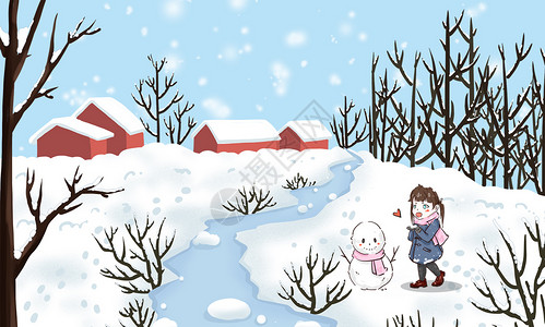 玩雪儿童冬天下雪背景设计图片