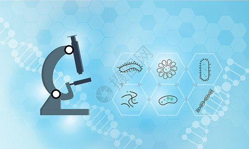 dna矢量显微镜下的细菌研究设计图片