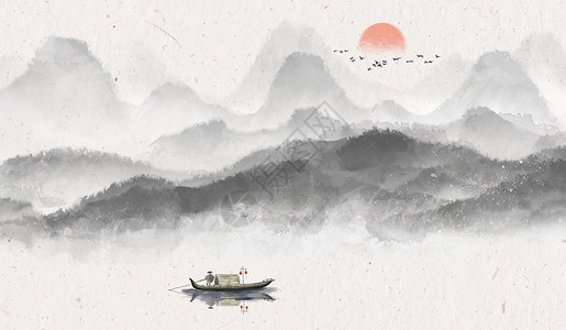 仙鹤背景素材中国风水墨意境背景设计图片