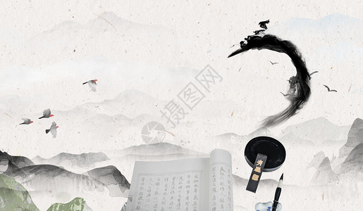 水墨画免费煮论英雄-中国风背景设计图片