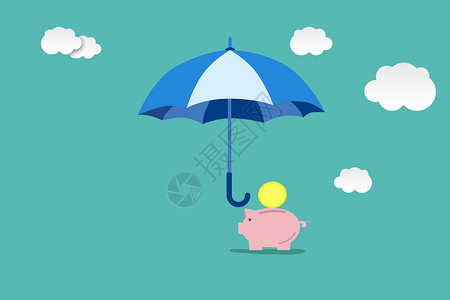 粉色猫咪雨伞商务金融设计图片