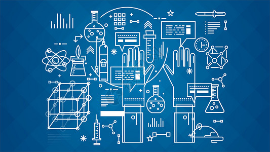 科技线条与图标矢量创意科技背景素材插画