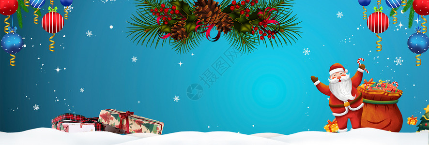 绿色圣诞袜子圣诞节banner设计图片