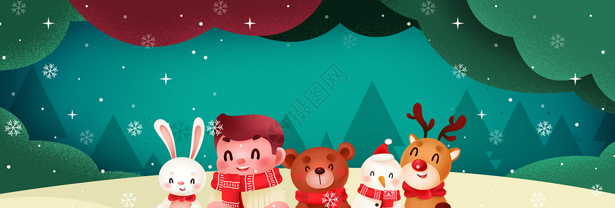 卡通圣诞老人素材圣诞节banner设计图片