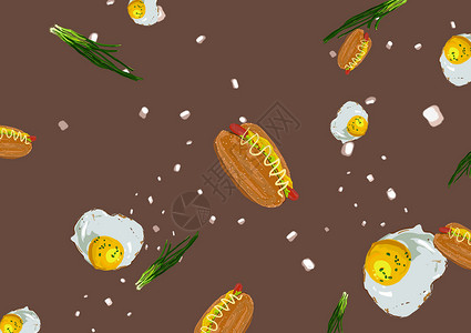 菜蛋食物鸡蛋面包背景图插画