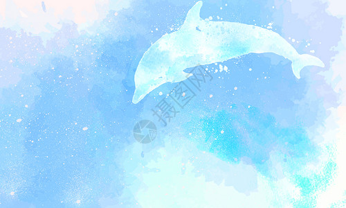 水彩海豚清新背景背景图片