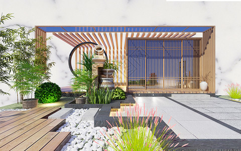 花园家具日式庭院设计图片