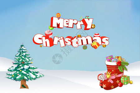 雪地背景插画圣诞节日背景素材设计图片