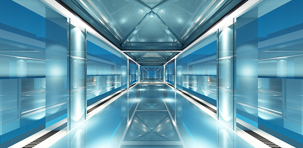 蓝色的建筑体图片时光穿越隧道设计图片