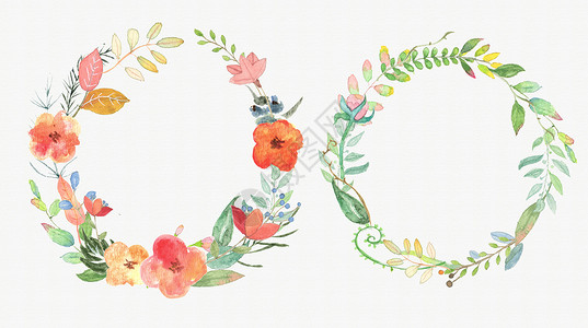 水彩手绘花环花环 边框插画