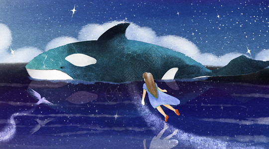 少女与鲸鱼背景图片