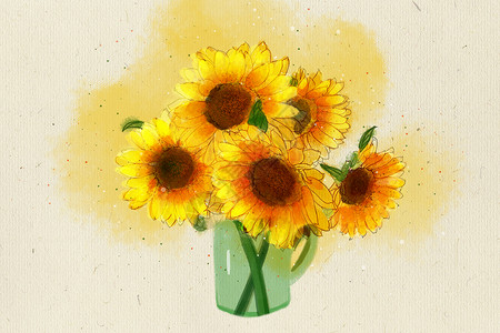 向日葵花瓶向日葵高清图片