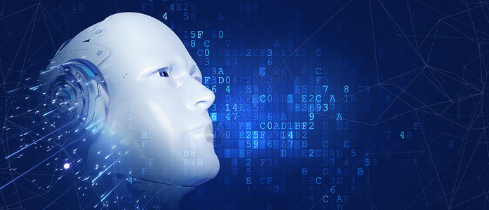 蓝色脸人工智能科技背景设计图片