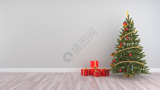 诗意田园圣诞树节日室内背景设计图片