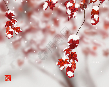 冬季雪景插画高清图片