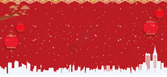 红色雪花背景新年设计图片
