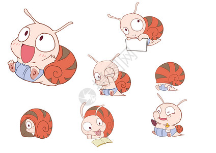 蚂蚁图库素材小蜗牛表情包插画