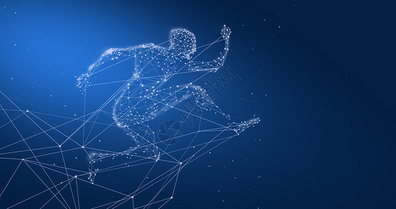 排球人奔跑的智能科技人设计图片