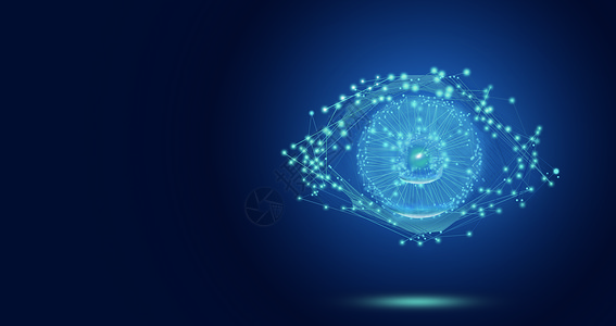 科技线条球信息技术蓝色背景科技之眼设计图片