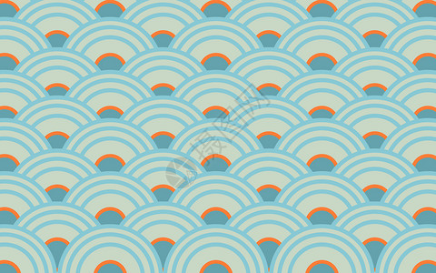 橙色海浪中国风创意图案设计图片
