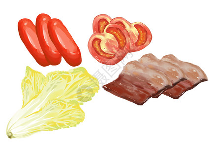 沙拉食材手绘美食素材插画