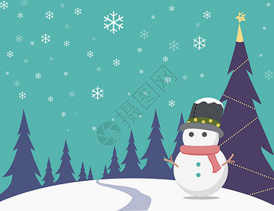松树下的雪人背景图片